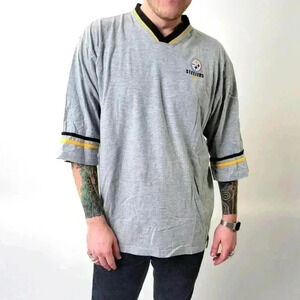 Vintage Y2k Pittsburgh Steelers NFL Oversized Jersey VNeck Tee